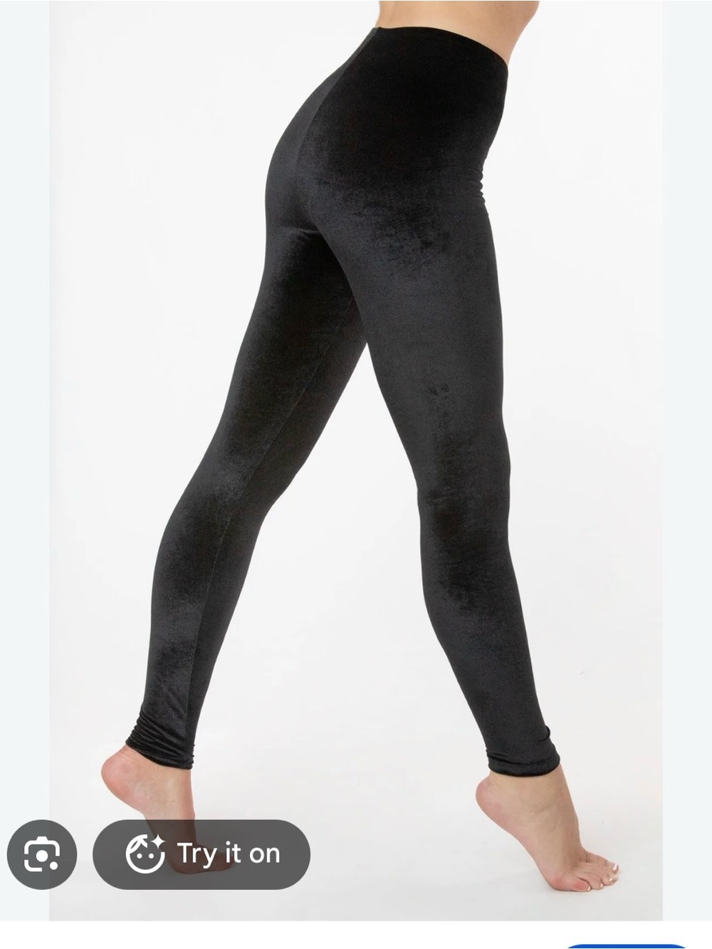Black High-Waist Velvet Ribbed Leggings